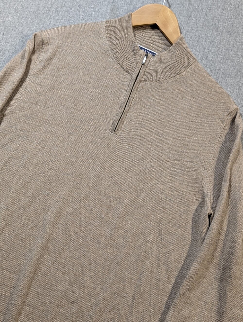 Charles Tyrwhitt Merino Wool Sweater Tan 1/4 Zip